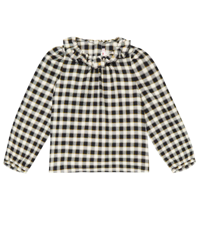 Bonpoint Kids' Timber Checked Cotton Blouse In Carreaux Noir