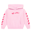Off-white Printed Logo Cotton Hoodie In Pink Fuchisa