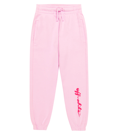 Off-white Kids' Script Logo-print Track Trousers In Pink Fuchisa