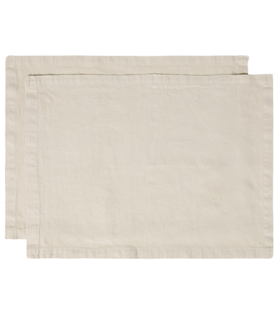 Once Milano Set Of 2 Linen Placemats In Whi