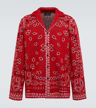 Alanui Bandana Wool-blend Overshirt In Red Multic