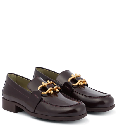 Bottega Veneta Madame Horsebit-embellished Leather Loafers In Burgundy