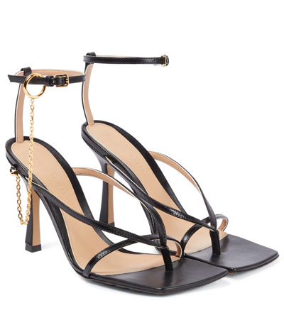 Bottega Veneta Stretch Chain-trimmed Leather Sandals In Black