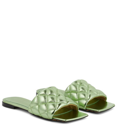 Bottega Veneta Padded Leather Flat Sandals In Pistachio