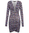 Isabel Marant Purple Celina Short Dress In Silk With Flowers In Ultra Violet