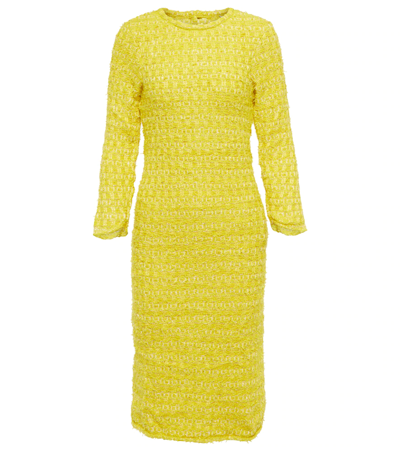 Balenciaga Women's Tweed Buttoned Back-to-front Midi Dress In Giallo