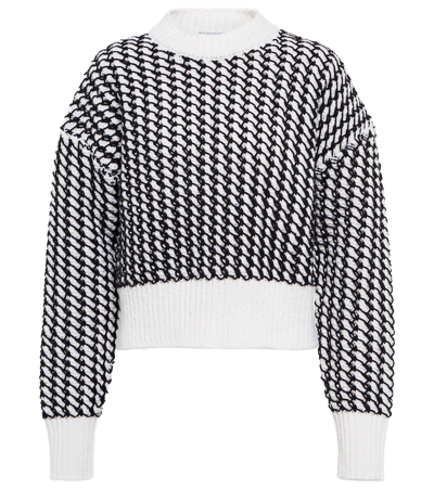 Bottega Veneta Ribbed-knit And Wool-chenille Sweater In Nero/gesso