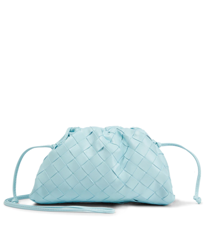 Bottega Veneta Cloud Intrecciato-weave Mini Leather Clutch Bag In Blue