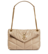 Saint Laurent Loulou Puffer Small Quilted Leather Shoulder Bag In Dark Beige