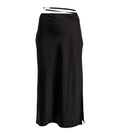 Jacquemus La Jupe Notte Satin Midi Skirt In Black