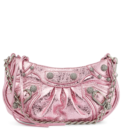 Balenciaga Le Cagole Mini Metallic Chain Shoulder Bag In 5816 Met Pink