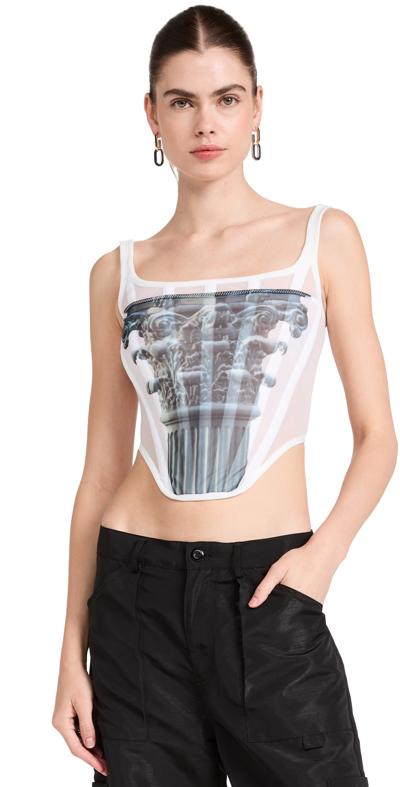 Dion Lee White Column Print Corset Top