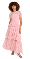 Needle & Thread Valentine Ruffle Gown In Rose Pink