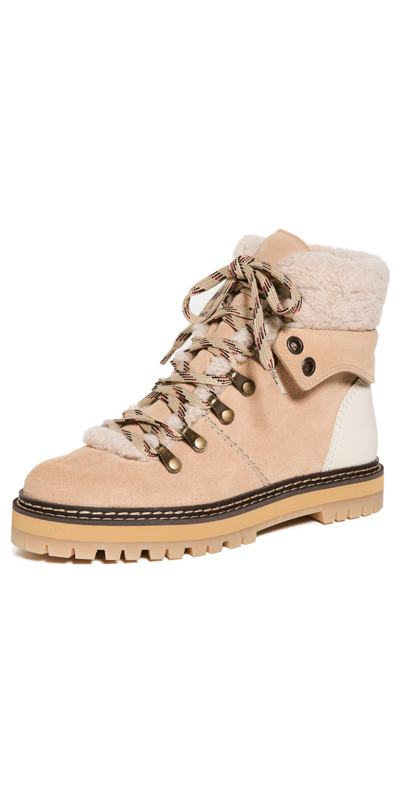 See By Chloé Eileen Boots In Beige & Ivory