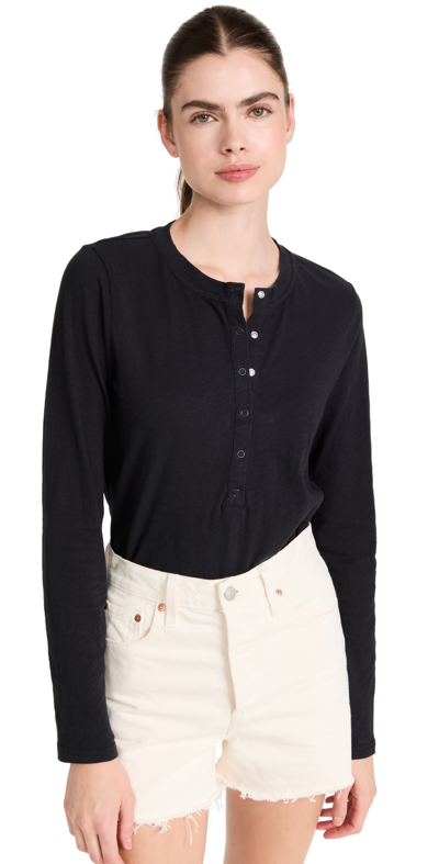 Z Supply Liya Henley Tee In Black