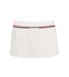 Miu Miu Intarsia-logo Pleated Skirt In Bianco