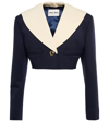 Miu Miu Crop Wool Jacket In Blu