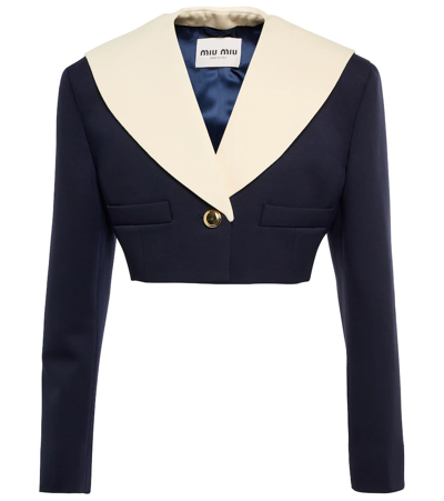 Miu Miu Crop Wool Jacket In Black