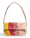 Staud Tommy Multi-pattern Beaded Shoulder Bag In Pink