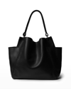 Callista Large Leather Shoulder Bag In Matte Black
