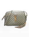 Saint Laurent Lou Medium Monogram Ysl Calf Crossbody Bag In Grey Khaki