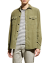 Frame Micro Corduroy Flap Pocket Long Sleeve Shirt In Military Green