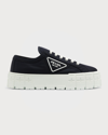 Prada 50mm Logo Flatform Sneakers In Bleu