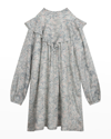 Chloé Floral Ruffle Long-sleeve Dress In 690-jade