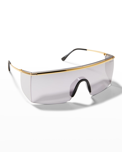 Tom Ford Unisex Pavlos Geometric Shield Sunglasses In 30c Yellow