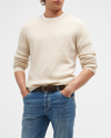 Brunello Cucinelli Men's Cashmere Rib-knit Crewneck Sweater In Ckl02 Light Brown