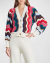 Eleven Six Taylor Chevron Button-down Cardigan In Multi Color