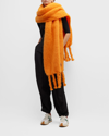 Loewe Womens Orange Logo-embossed Mohair Scarf In Orange Blossom