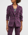 Paige Chelsee Floral Single-breasted Velvet Blazer In Black Cherry