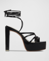 Black Suede Studio Bss X Caroline Sasha Sandals In Black Patent Leat