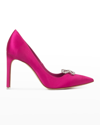 Black Suede Studio Tre Crystal-bow Stiletto Pumps In Spring Crocus Sat