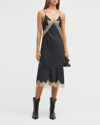 Rag & Bone Logan Lace Silk Blend Slipdress In Blk
