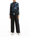 Plan C Floral-print Silk Crepe De Chine Blouse In Anemone Blue