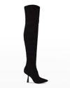 Black Suede Studio Jasmine Over The Knee Boot In Black Stretch Sue