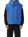 Off-white Blue Sleeveless Padded Jacket With Logo In Electric Blue