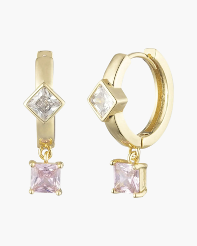Bonheur Jewelry Giselle Crystal Hoop Drop Earrings In Gold