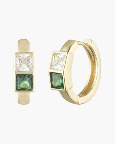 Bonheur Jewelry Michelle Hoop Crystal Earrings In Gold