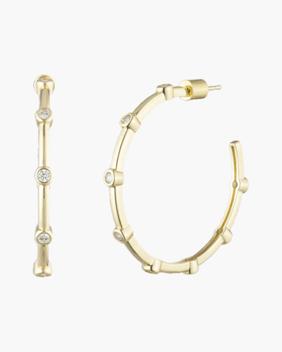 Bonheur Jewelry Diana Crystal Large Hoop Earrings In Gold