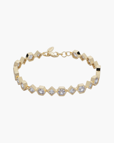Bonheur Jewelry Milou Bezel Set Crystal Bracelet In Karat Gold Plated Brass
