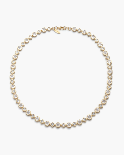Bonheur Jewelry Milou Bezel Set Crystal Necklace In Karat Gold Plated Brass