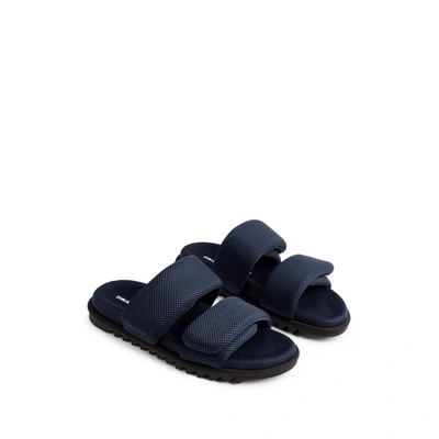 Dries Van Noten Blue Mesh Padded Sandals In 509 Navy