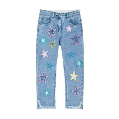Stella Mccartney Kids Blue Star-appliquéd Stretch-denim Jeans (3-14 Years) In Multicoloured