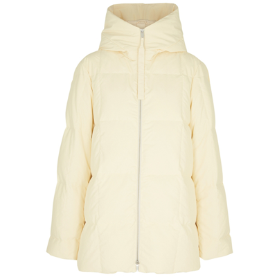 Jil Sander Cream Quilted Hooded Shell Coat In Natural