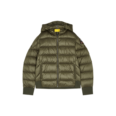 Parajumpers Kids Pharrell Green Quilted Shell Jacket (10-16 Years) In Khaki