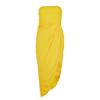 Gauge81 Lica Yellow Draped Silk Midi Dress In Yellow