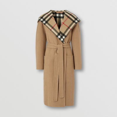 Burberry Wool Wrap Coat In Brown